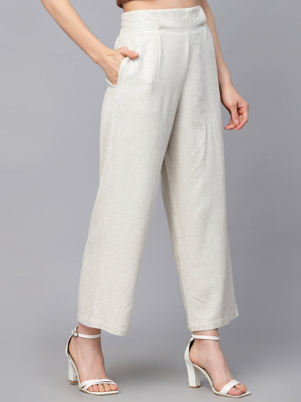 Gipsy Gipsy Beige Linen Ladies Pant Beige