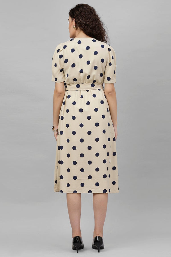 Gipsy Gipsy Beige Polka Dots Polyester Dress Beige