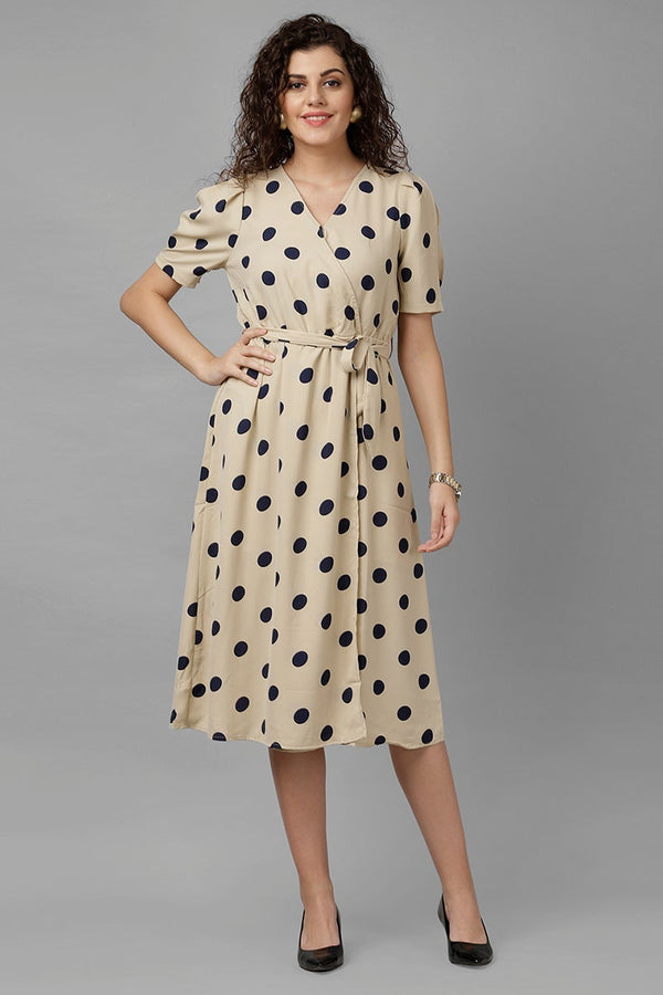 gipsy Gipsy Beige Polka Dots Polyester Dress Beige