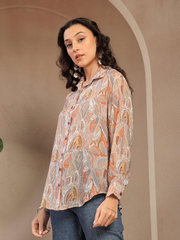 Gipsy Gipsy Beige Printed Shirt