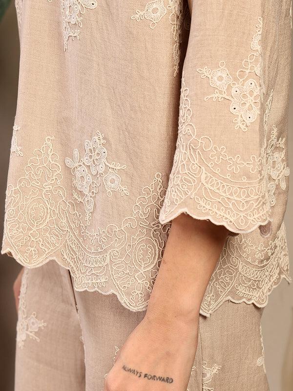 Gipsy Gipsy Beige Schiffli Cotton Cord Set Beige