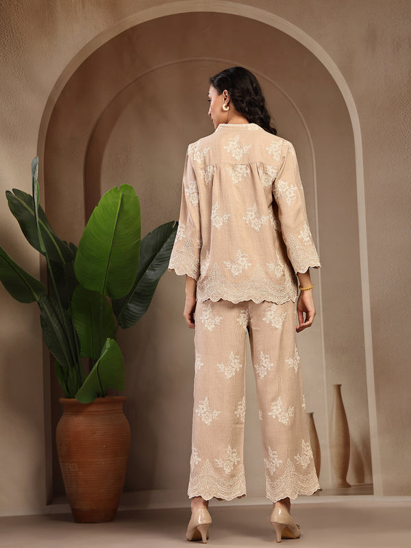 Gipsy Gipsy Beige Schiffli Cotton Cord Set Beige