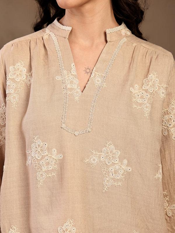 Gipsy Gipsy Beige Schiffli Cotton Cord Set Beige