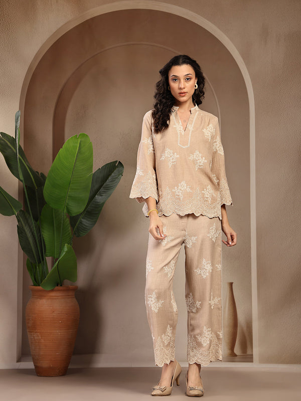 gipsy Gipsy Beige Schiffli Cotton Cord Set Beige