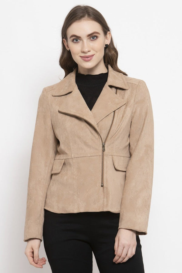 gipsy Gipsy Beige Solid Polyester Jacket Beige
