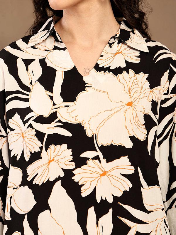 Gipsy Gipsy Black Embroidered Rayon Tunic