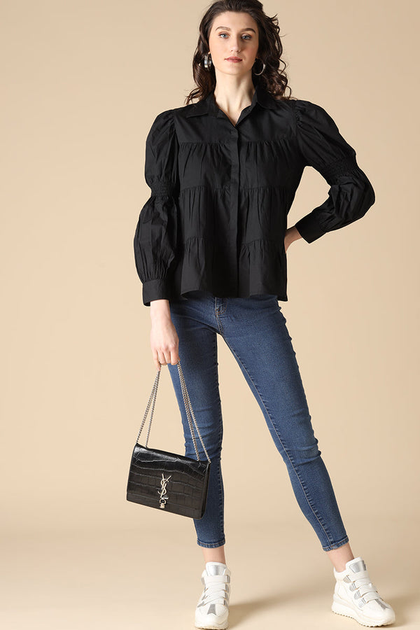 Gipsy Gipsy Black Fashion Cotton Shirt Black
