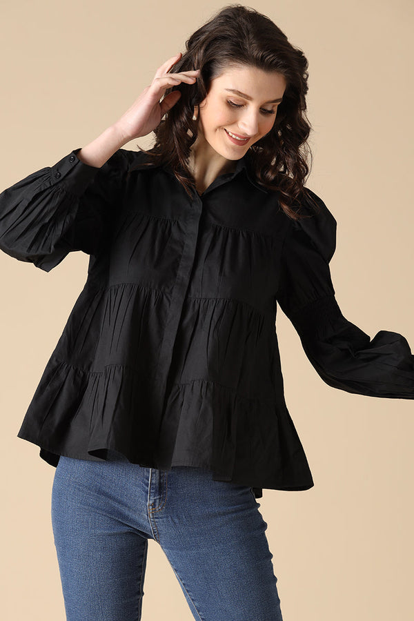 gipsy Gipsy Black Fashion Cotton Shirt Black