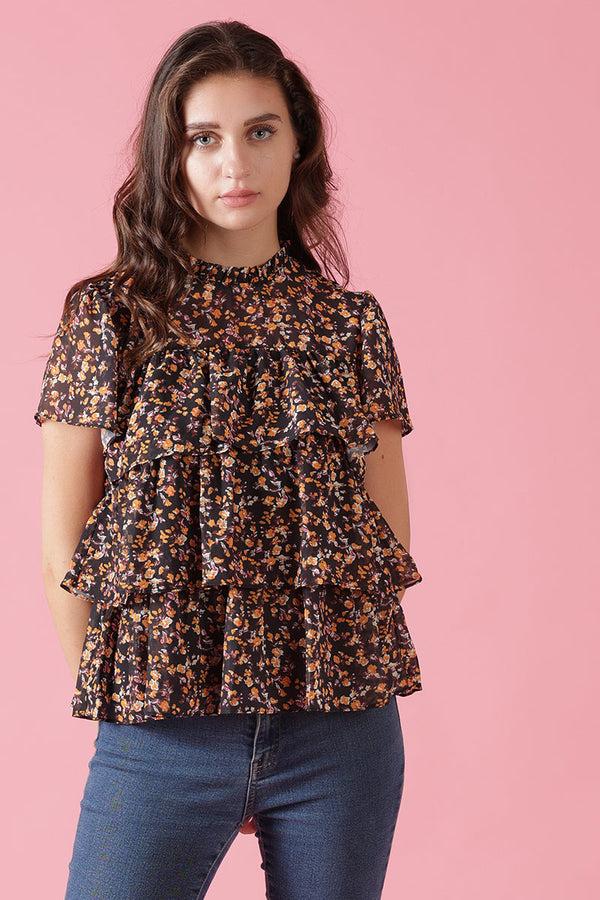 gipsy Gipsy Black Georgette Blouse Black