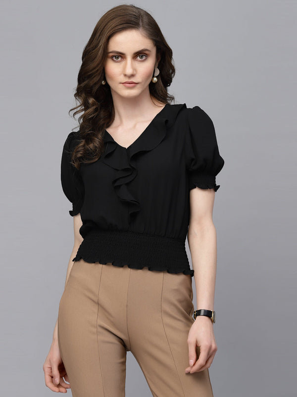 gipsy Gipsy Black Georgette Blouse Black