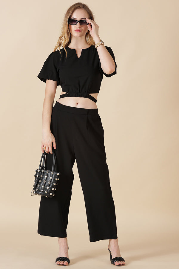 gipsy Gipsy-Black Georgette Co-Ord Pant Black