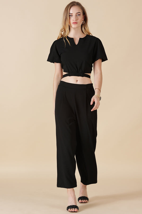 Gipsy Gipsy-Black Georgette Co-Ord Top Black