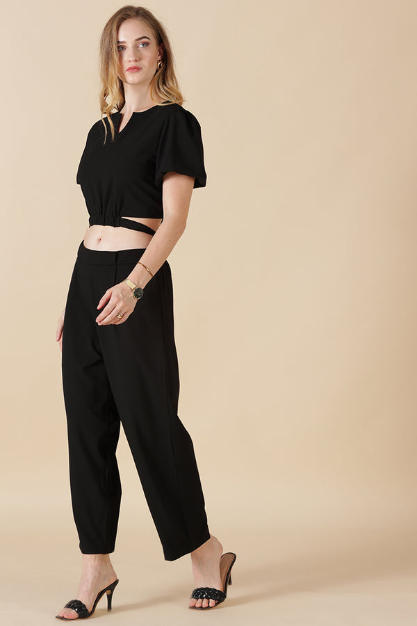 Gipsy Gipsy-Black Georgette Co-Ord Top Black