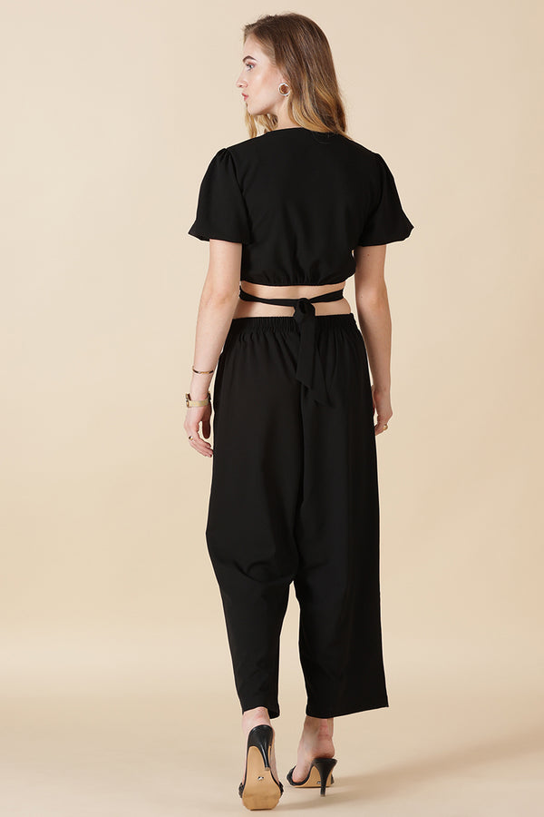 Gipsy Gipsy-Black Georgette Co-Ord Top Black
