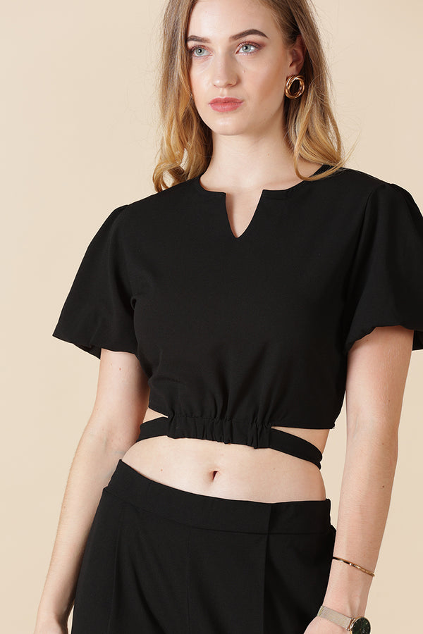 gipsy Gipsy-Black Georgette Co-Ord Top Black