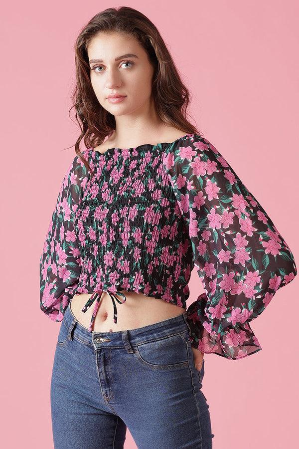 Gipsy Gipsy Black Georgette Crop Black