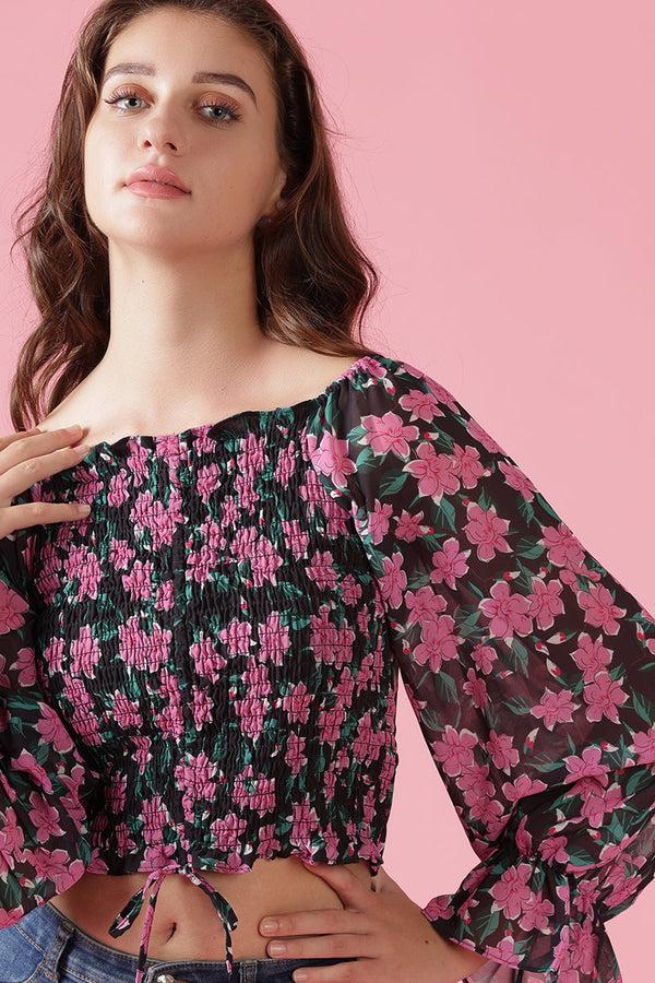 Gipsy Gipsy Black Georgette Crop Black