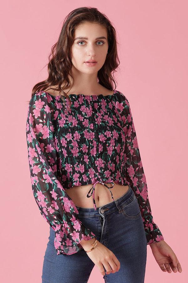 gipsy Gipsy Black Georgette Crop Black