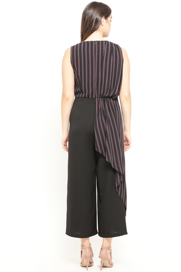 Gipsy Gipsy Black Striped Georgette Jumpsuit Black