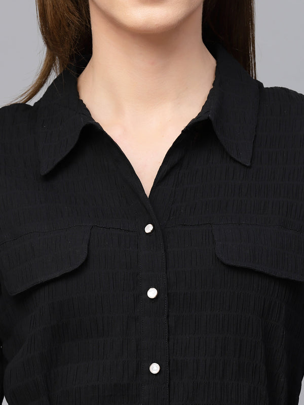 Gipsy Gipsy Black Textured Cotton Dress Black