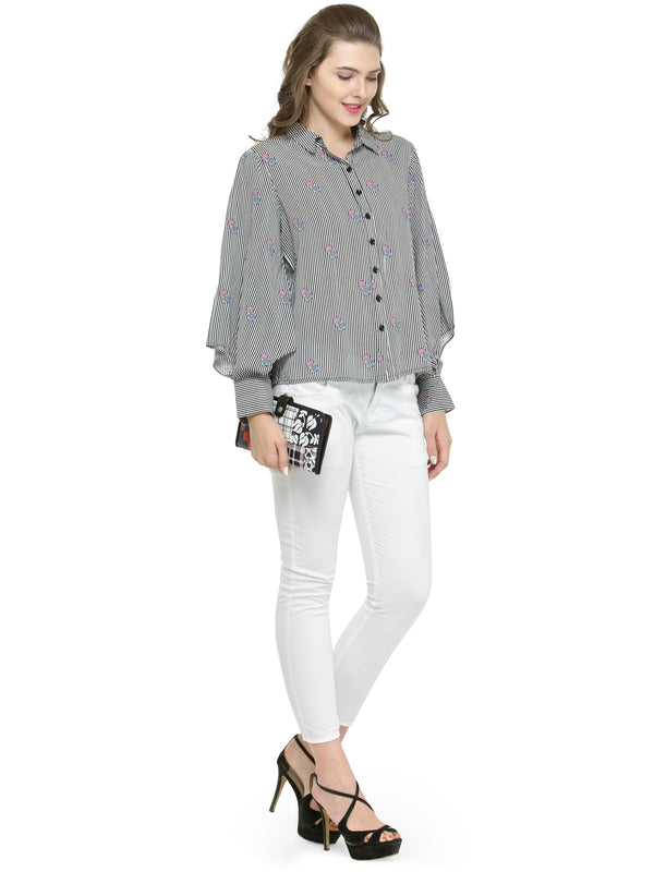 Gipsy Gipsy Black/White Poleyster Ladies Shirt