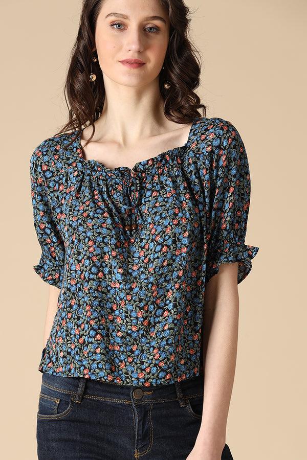 Gipsy Gipsy Blue Fashion Rayon Blouse Blue