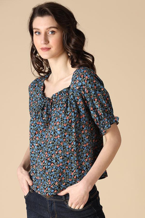 gipsy Gipsy Blue Fashion Rayon Blouse Blue