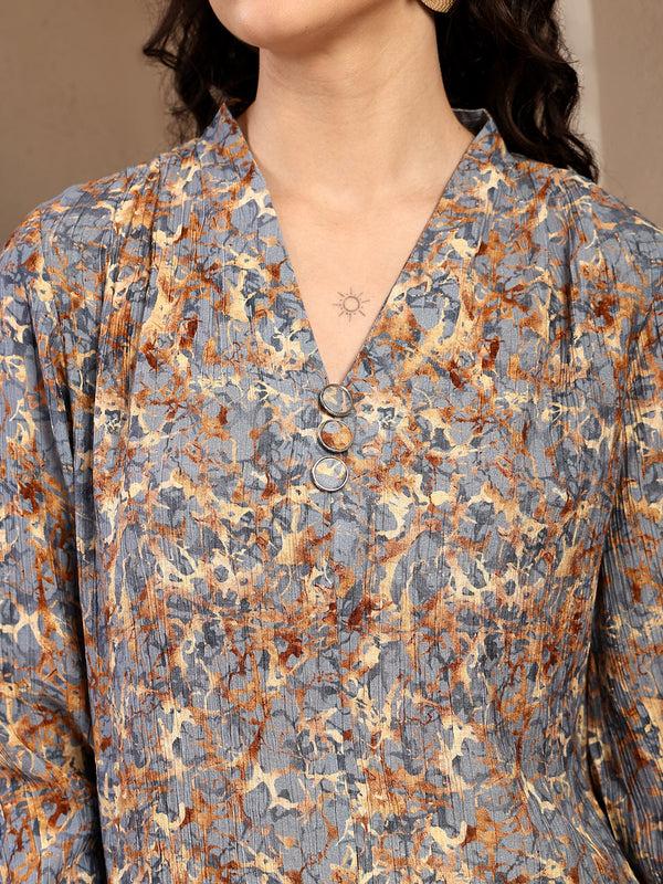 Gipsy Gipsy Blue Floral Printed Tunic