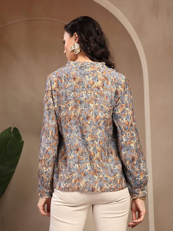 Gipsy Gipsy Blue Floral Printed Tunic