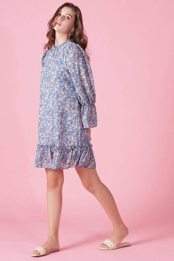 Gipsy Gipsy Blue Georgette Dress Blue