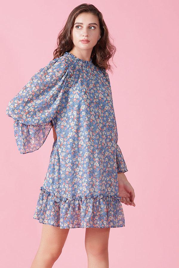 Gipsy Gipsy Blue Georgette Dress Blue