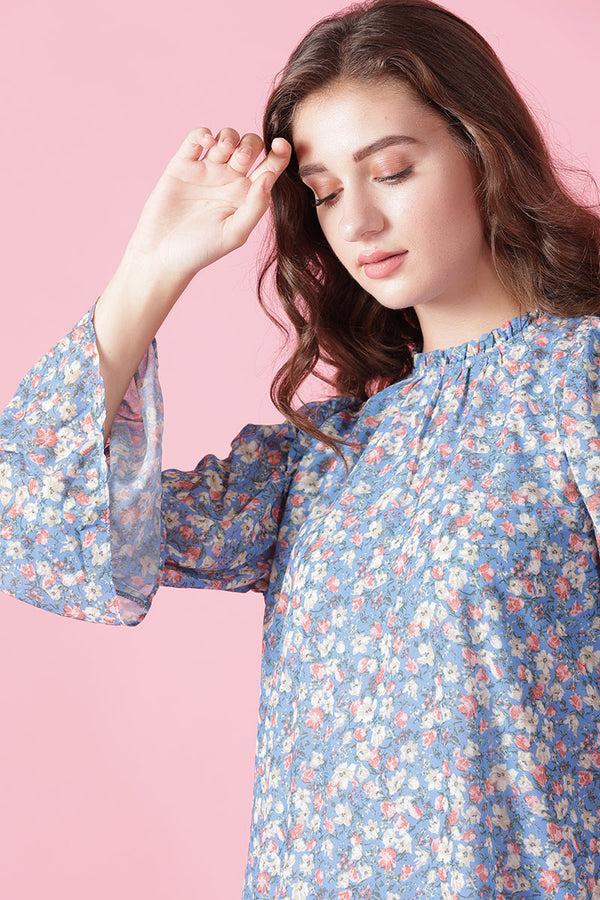 Gipsy Gipsy Blue Georgette Dress Blue