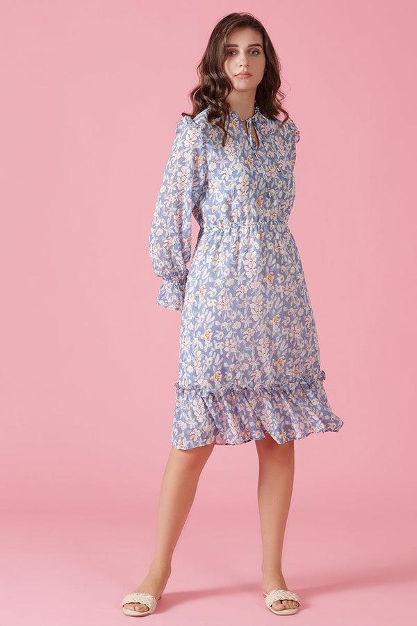 Gipsy Gipsy Blue Georgette Dress Blue