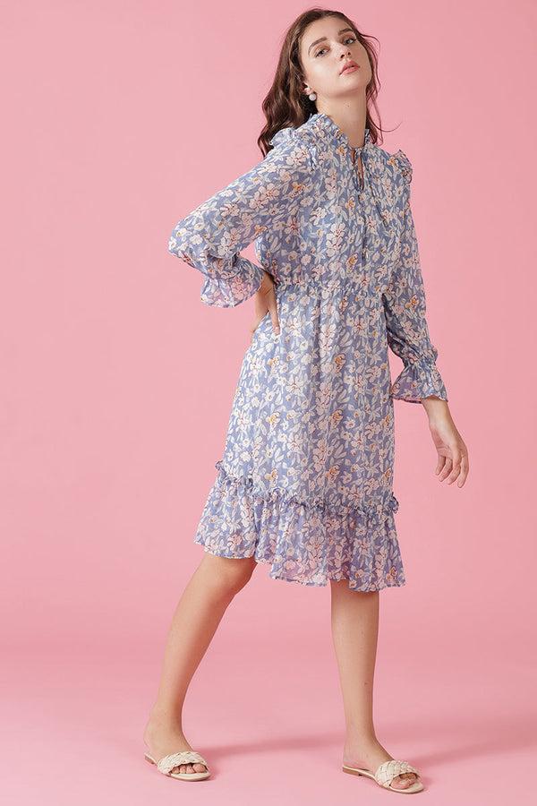 Gipsy Gipsy Blue Georgette Dress Blue