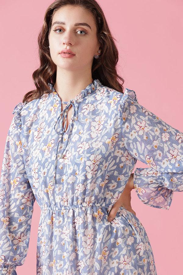 Gipsy Gipsy Blue Georgette Dress Blue