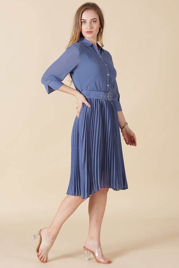 Gipsy Gipsy Blue Georgette Dress Blue