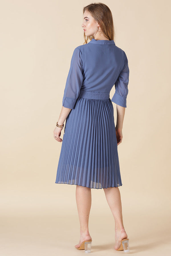 Gipsy Gipsy Blue Georgette Dress Blue