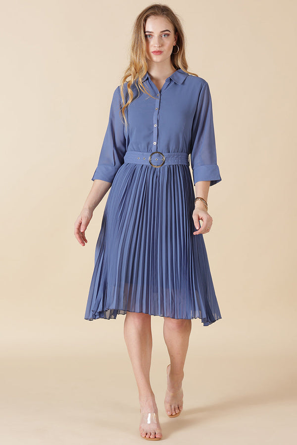 gipsy Gipsy Blue Georgette Dress Blue