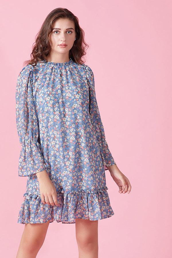 gipsy Gipsy Blue Georgette Dress Blue