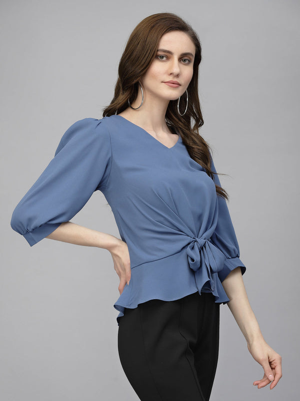 Gipsy Gipsy Blue Grey Georgette Blouse Blue Grey