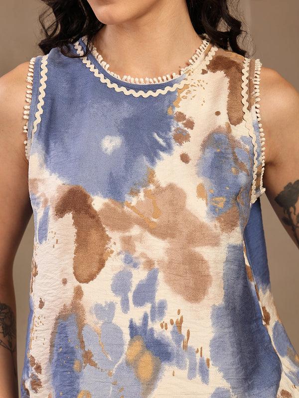 Gipsy Gipsy Blue Printed Rayon Cord Set Blue