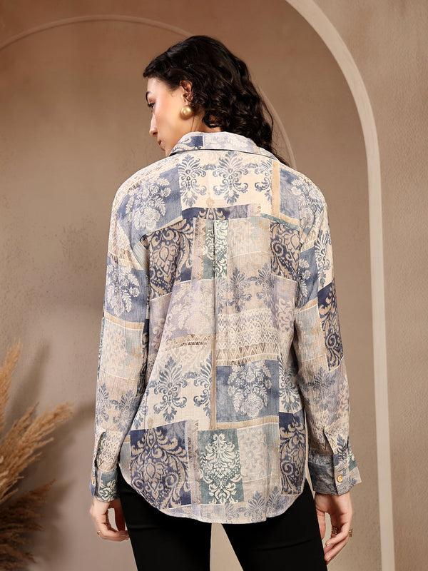 Gipsy Gipsy Blue Printed Shirt