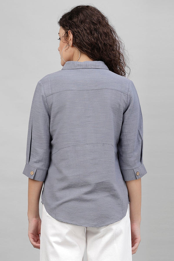 Gipsy Gipsy Blue Solid Polyester Tunic Blue