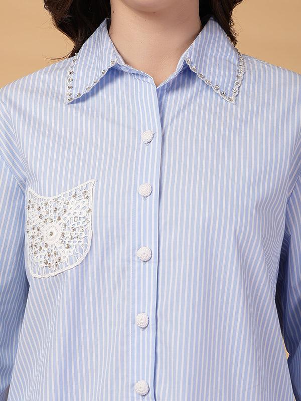 Gipsy Gipsy Blue Striped Cotton Shirt