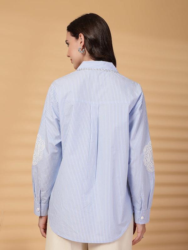 Gipsy Gipsy Blue Striped Cotton Shirt