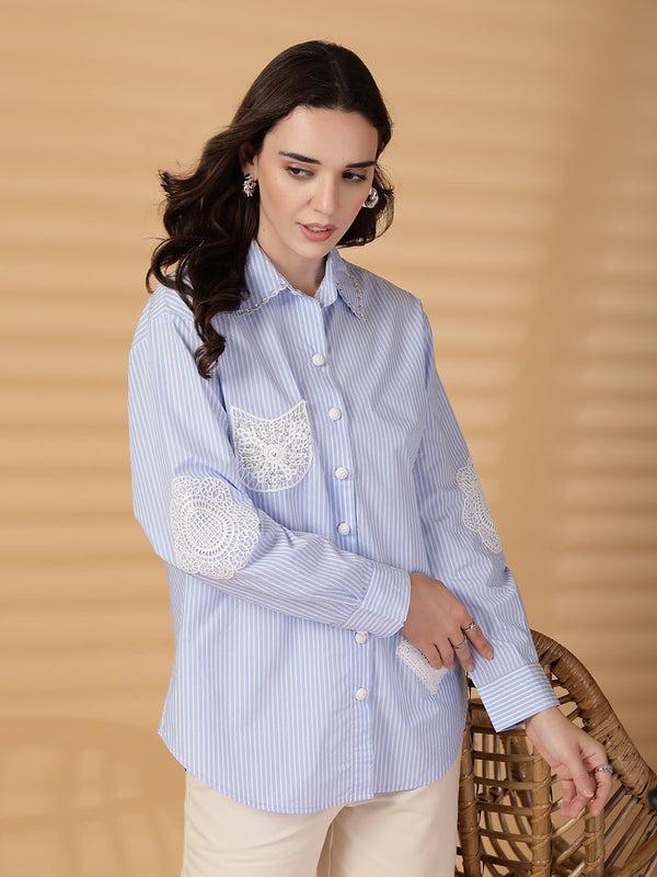 Gipsy Gipsy Blue Striped Cotton Shirt