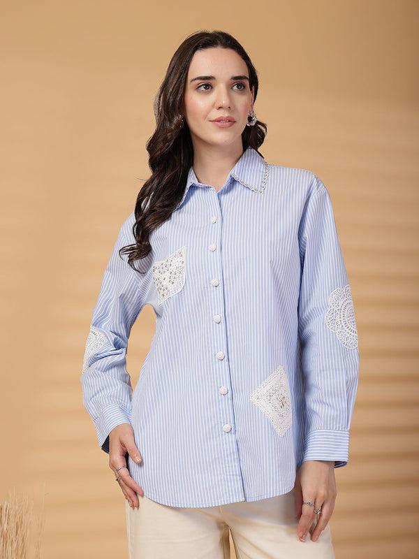 gipsy Gipsy Blue Striped Cotton Shirt