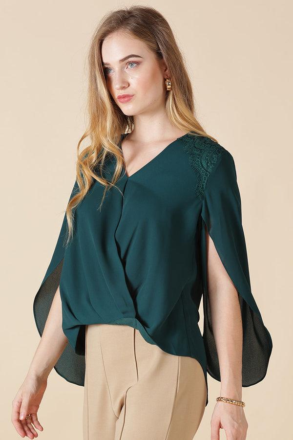 Gipsy Gipsy Bottle Green Polyester Blouse Green