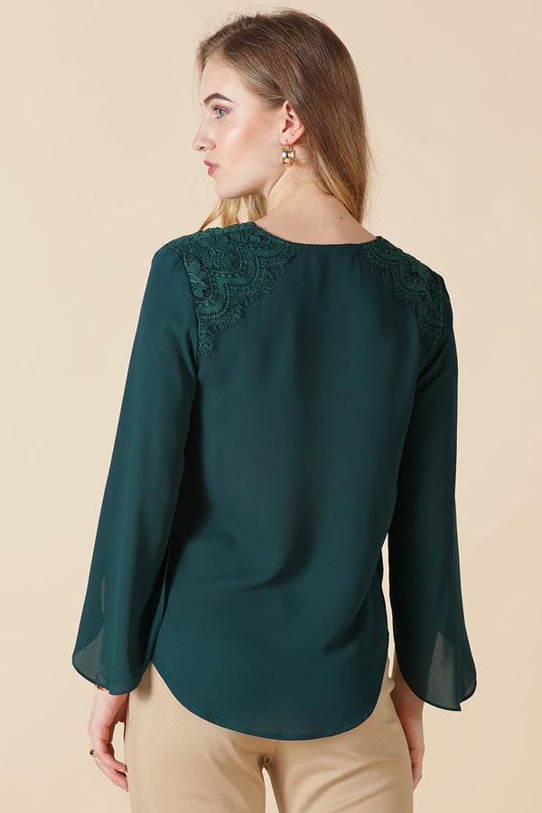 Gipsy Gipsy Bottle Green Polyester Blouse Green