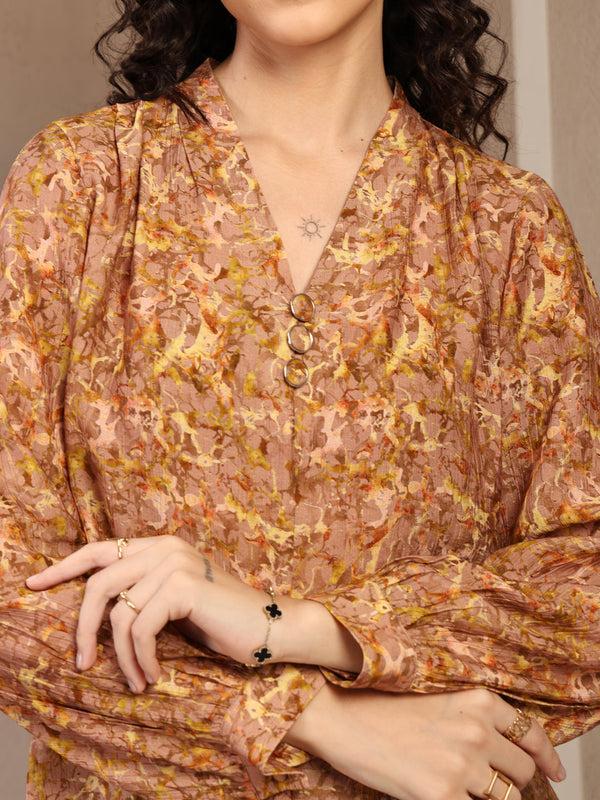 Gipsy Gipsy Brown Floral Printed Tunic